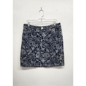 Beau Dawson Blue Paisley Denim Skirt Pockets 32 Inch Waist